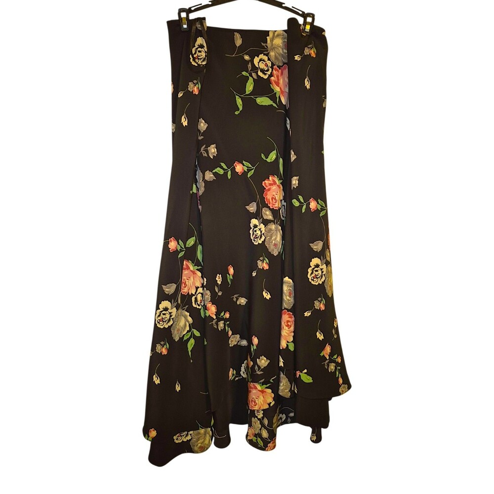 Lauren Ralph Lauren Midi/Maxi Floral Skirt, 100% Silk Layered Hem Hi/Lo SZ 22W